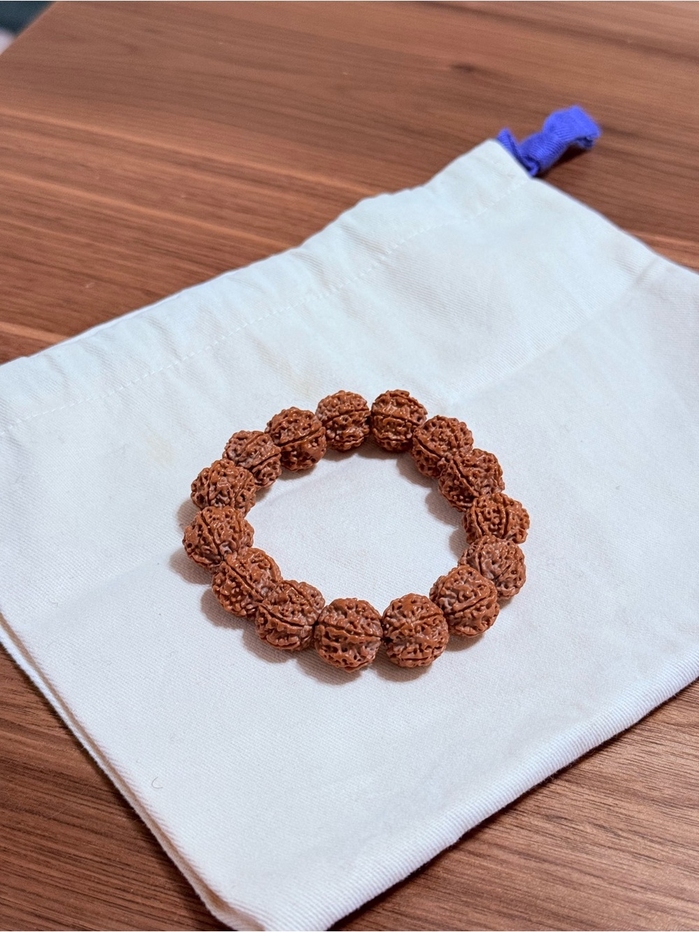 Natural Rudraksha Bead Stretch Bracelet - Brown